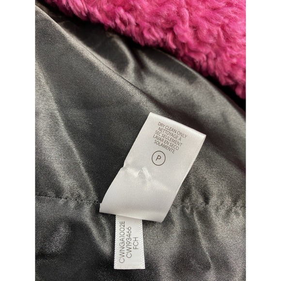 Calvin Klein Pink Faux Fur Coat Women Size Large Black Lined Jacket - Picture 12 of 15